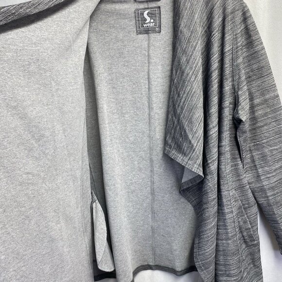 S.WEAR Open Front Long Sleeve Cardigan Sweater Women Sz 3 Gray Side Pockets Used - Picture 9 of 15